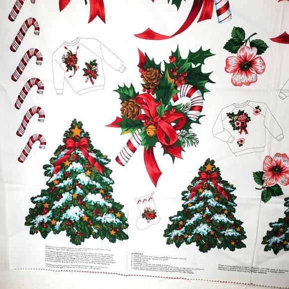 Vintage Christmas Star Dust Appliqués Fabric Panel By Cranston Print Works - Picture 6 of 16